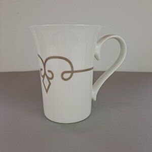 2014 STARBUCKS Coffee Tea Mug White Gray Fleur-de-lis 11 fl oz Starbucks